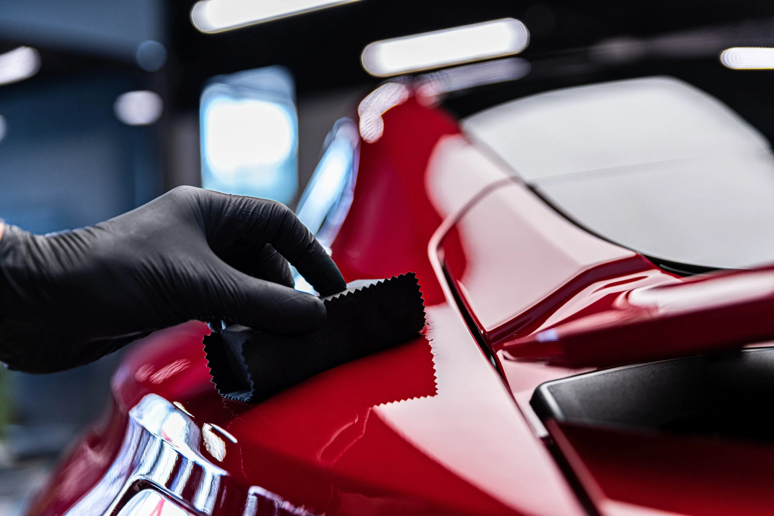 Water beading on ceramic coated paint, hydrophobic protection