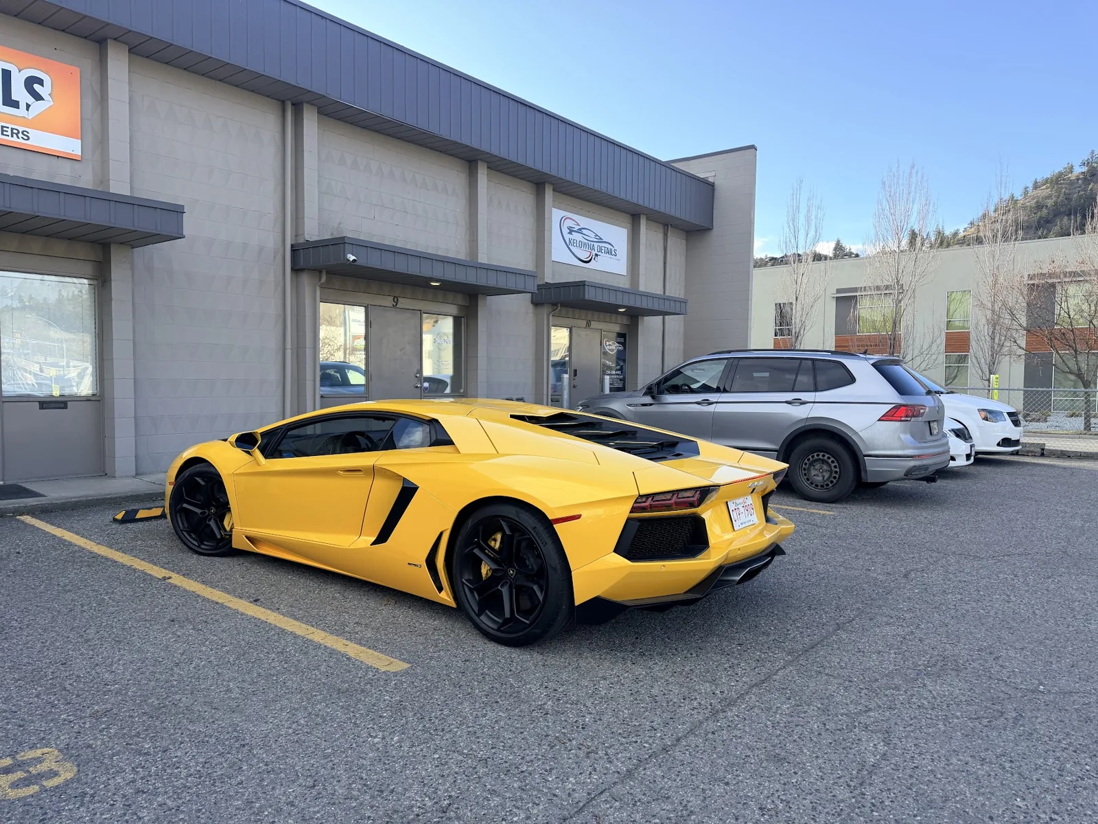 Yellow Lamborghini Aventador outside Kelowna Details in Kelowna, BC