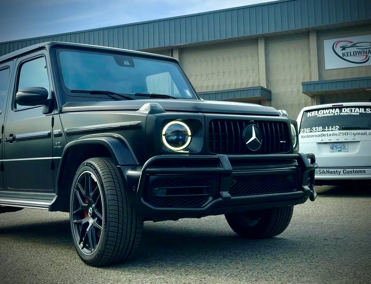 Black Mercedes-AMG G-Wagon outside the Kelowna Details shop